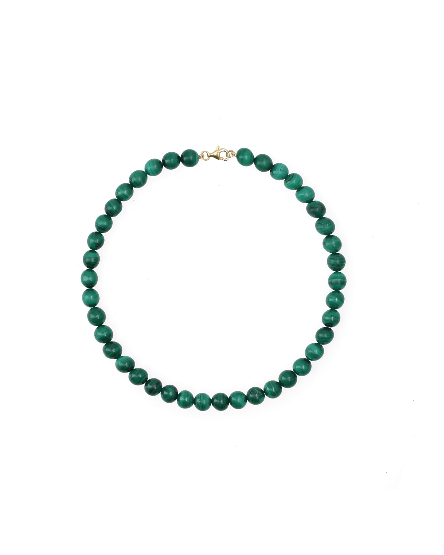 Malachite bead choker with gold clasp