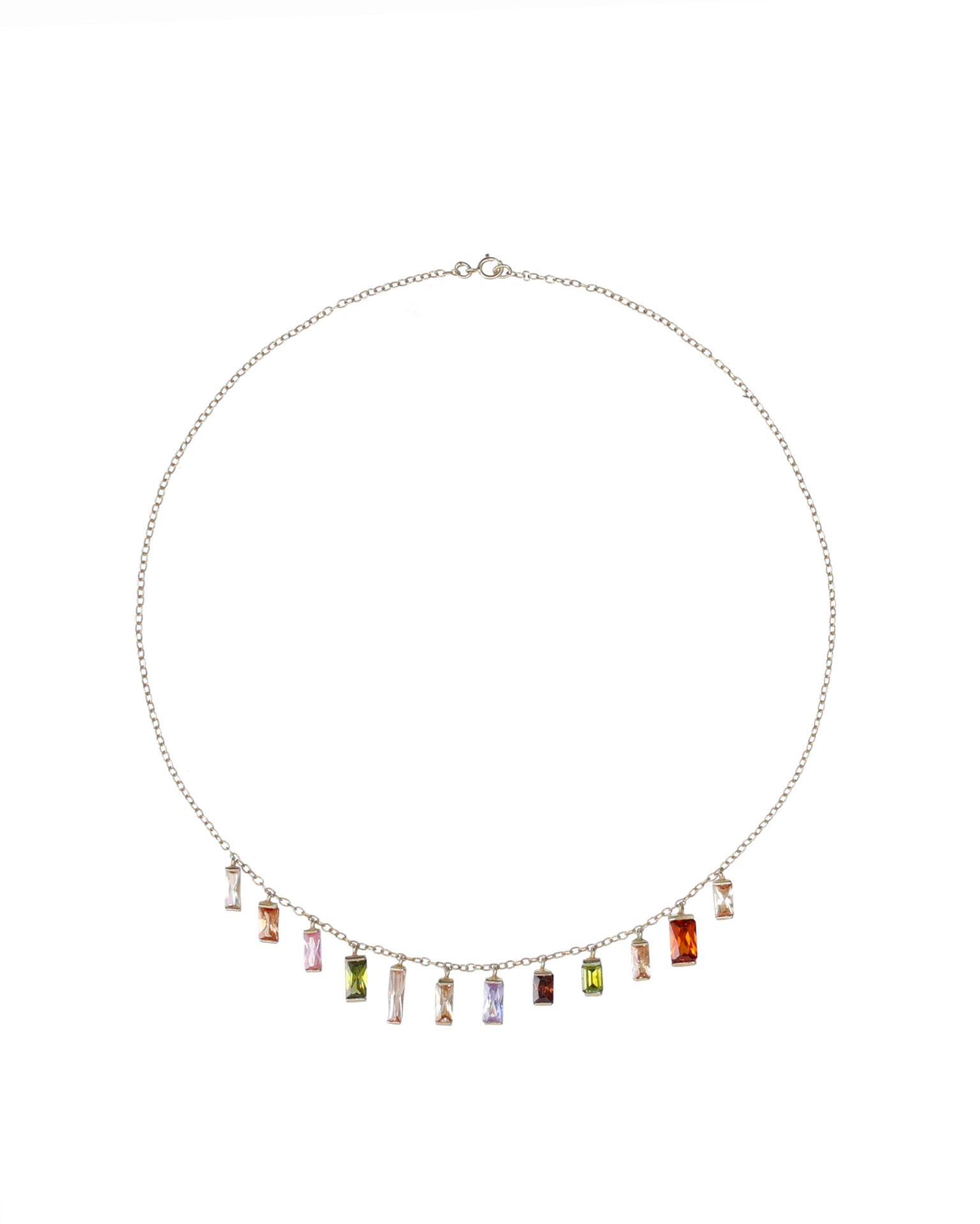 Fine gold chain with baguette-cut coloured stone charms