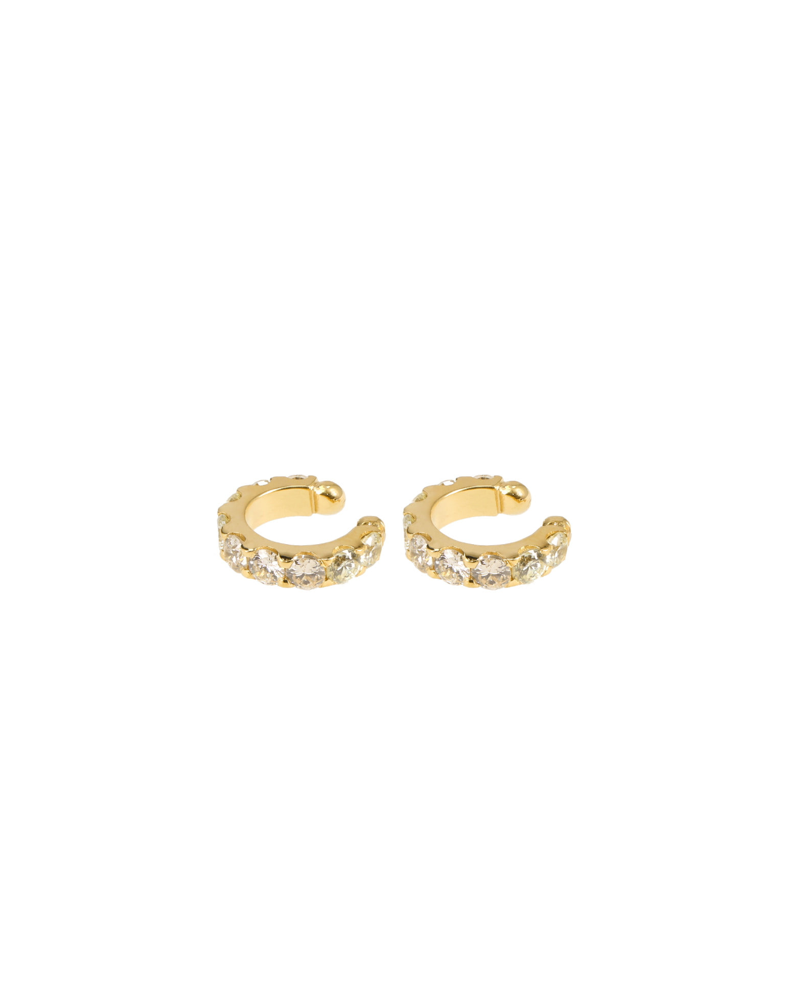 Pair of gold ear cuffs set with clear crystals